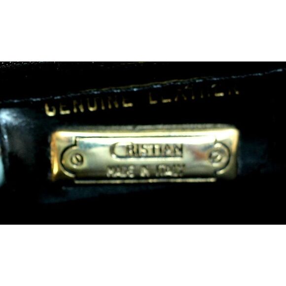 CRISTIAN Italy BLACK SMOOTH GENUINE LEATHER FLAP SHOULDER BAG CROSSBODY CLUTCH - Picture 11 of 12